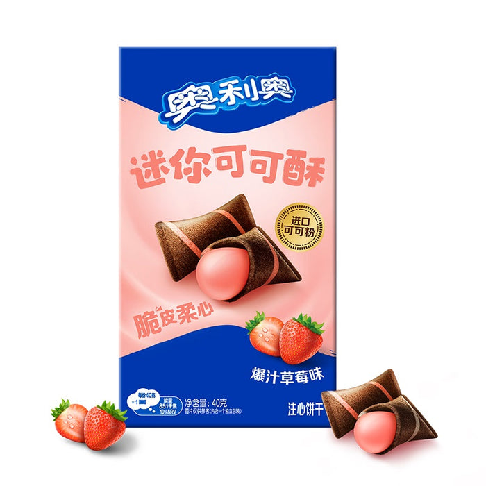 Oreo Exotic Mini Cocoa Crunch Roll Strawberry Milkshake flavor